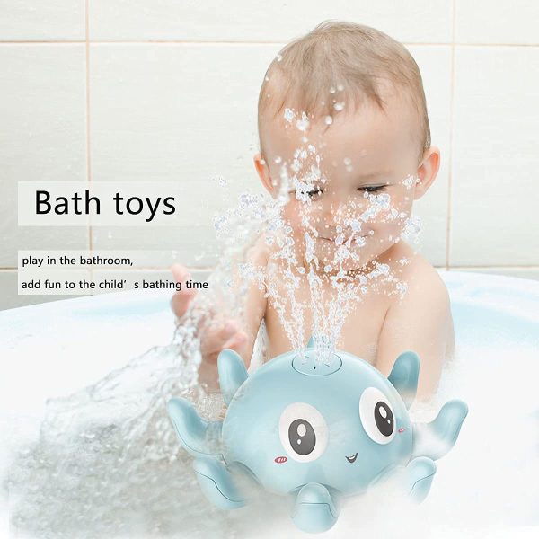 Baby Bath Toys, Octopus Toys That Can Squirt Water and Light Up, Baby Pool Shower Bathroom Toys, Ideal Gifts for Boys and Girls (Blue)