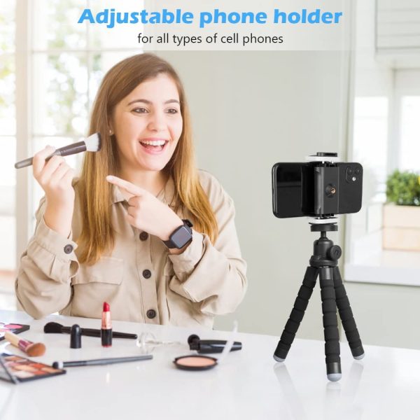 Phone Tripod Stand, Portable Cellphone Camera Tripod with Bluetooth Remote, Compatible with iPhone and Android Phone, Great for Selfies/Vlogging/Streaming - Image 2