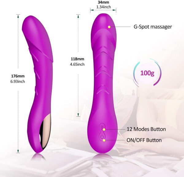 Women Vibrator Clitoris Stimulator Vibrating Massager - XOPLAY 12 Vibrating Mode Vibrateur pour Femme - Rechargeable Waterproof G-spot Vibrators Dildo Adult Sex Toy