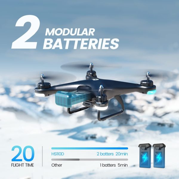 Holy Stone HS110D FPV RC Drone with 1080P HD Camera Live Video 120?? Wide-Angle WiFi Quadcopter with Altitude Hold Headless Mode 3D Flips RTF with 2 Modular Battery, Color Black - Image 4