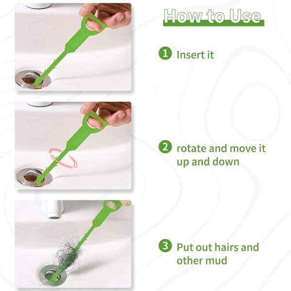 6 Pack Hair Grabber Drain Tool, Sink Drain Blockage Remover, 52cm Sink and Sewer Cleaning Tool, Tube Drain Cleaning - Image 3