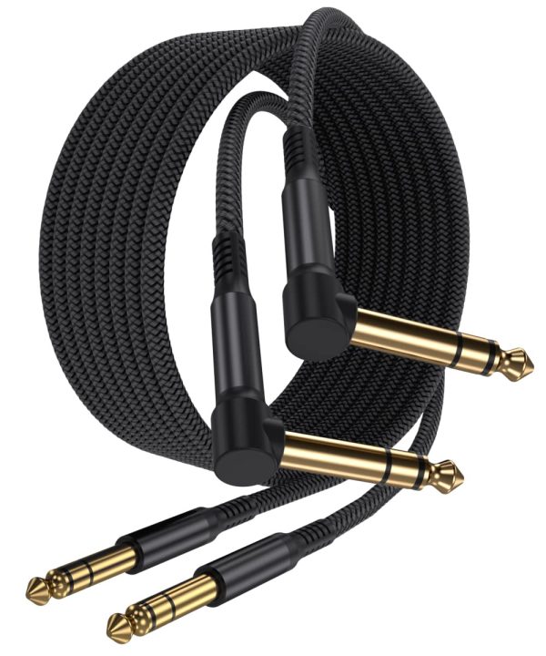 1/4 Inch TRS Instrument Cable 10FT 2-Pack,Right-angle to Straight 6.35mm Male Jack Stereo Audio Cord,6.35 Balanced Interconnect Line for Electric Guitar,Bass,Keyboard,Mixer,Amplifier,Speaker,Equalizer - Image 7