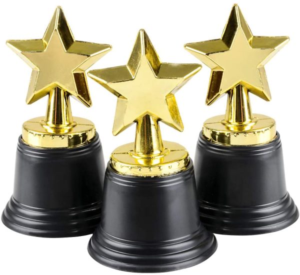 Star Trophy Awards - Pack of  Bulk - 4.5 Inch, Gold Award Trophies for Kids Party Favors, Props, Rewards, Winning Prizes, Competitions for Kids and Adults by Bedwina