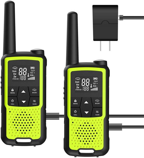 2 Pack T22 Walkie Talkie 22 Channel 12 NOAA Weather Channel LED Flashlight Hands-Free Two Way Radio with Earpiece, Green - Image 4