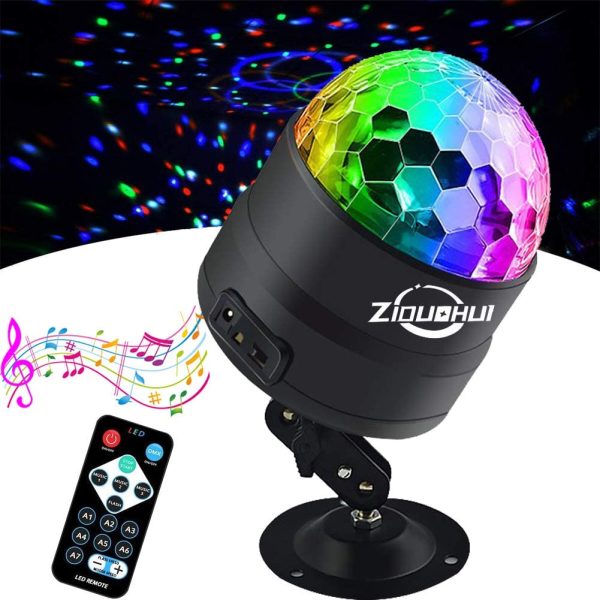 Ziduohui Party Lights Disco Ball, Color Disco Lights Sound Activated Strobe Light with USB Powered Remote Control DJ Lights for Home Room Parties, Wedding, Show, Birthday, Club, Pub, Xmas - Image 7