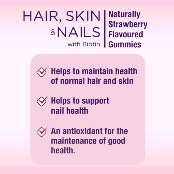 Nature's Bounty Hair Skin and Nails Gummies with Biotin, Value Size, 165 Naturally Strawberry Flavoured Gummies - Image 6