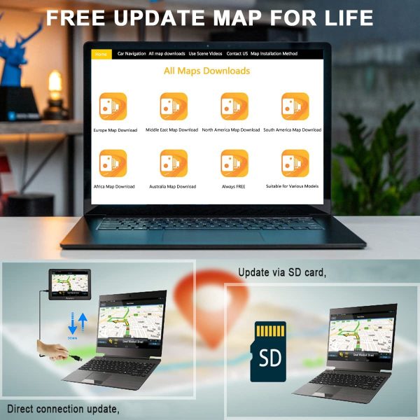 2022 GPS Navigation for Car Truck 7 inch Touch Screen Vehicle GPS Speeding Alert Lorry LGV Navigation System with Speedometer Lifetime Free Map Update of Canada United States Mexico - Image 7