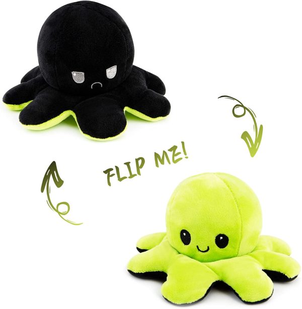 RAINBEAN Original Octopus Plushie Reversible Soft Toy, Cute Double-Sided Flip Octopus Pillow, Stuffed Animals Doll, Creative Toy Gifts for Kids,Friends (Black to Green) - Image 7