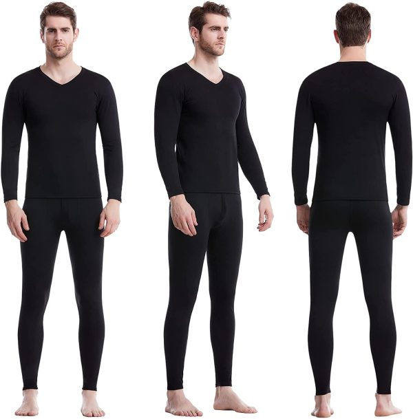 Men's Mid Weight Thermal Underwear Set, Fleece Lined Long Johns Warm Top & Bottom, Winter Warm Base Layer for Skinng - Image 4