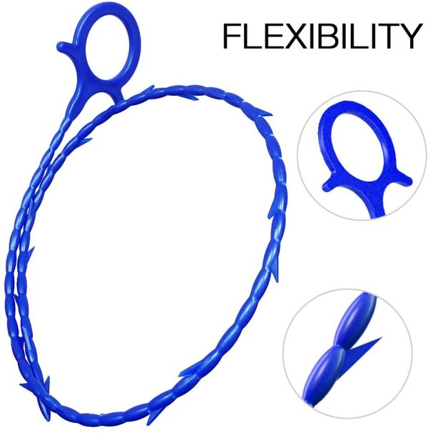 5 in 1 Drain Snake Hair Drain with 5 Packs Drain Auger Clog Remover Cleaning Tool (Blue) - Image 8