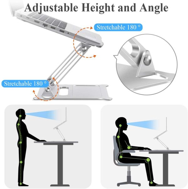 Adjustable Laptop Stand for Desk, Ergonomic Portable Aluminum Laptop Desk Stand, Non-Slip, Stable, Foldable Laptop Riser, Compatible with MacBook Pro/Air and More Notebooks - Image 3