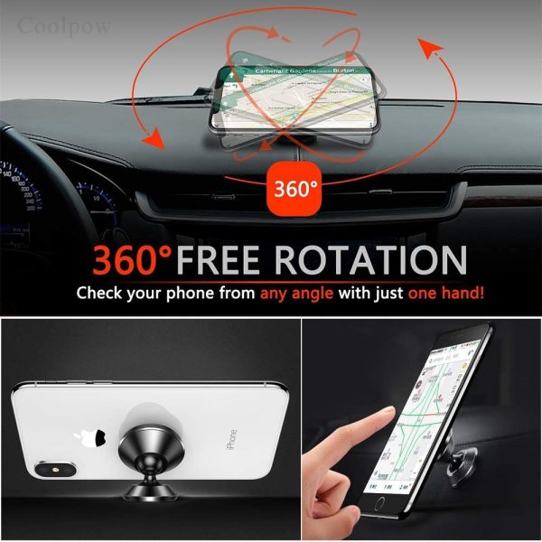 [ 2 Pack ] Magnetic Phone Mount, [ Super Strong Magnet ] [ with 4 Metal Plate ] car Magnetic Phone Holder, [ 360?? Rotation ] Universal Dashboard car Mount Fits iPhone Samsung etc Most Smartphones - Image 3