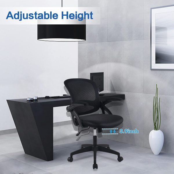 Office Chair,  Ergonomic Desk Chair with Lumbar Support and Adjustable Height Swivel Computer Chair with Flip-up Arms for Conference Room - Image 4