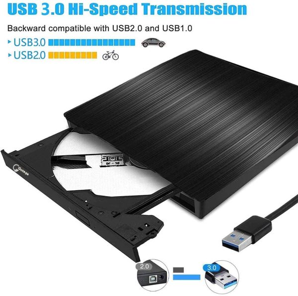 External DVD Drive, USB 3.0 Portable CD/DVD +/-RW Drive/DVD Player for Laptop CD ROM Burner Compatible with Laptop Desktop PC Windows Linux OS Apple Mac Black - Image 5