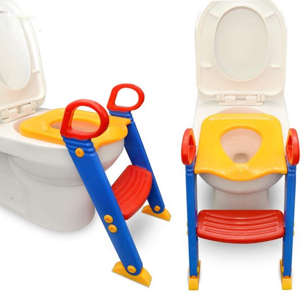 Potty Training Toilet Seat with Step Stool Ladder for Kids Children Baby Non-Slip Wide Steps - Image 6