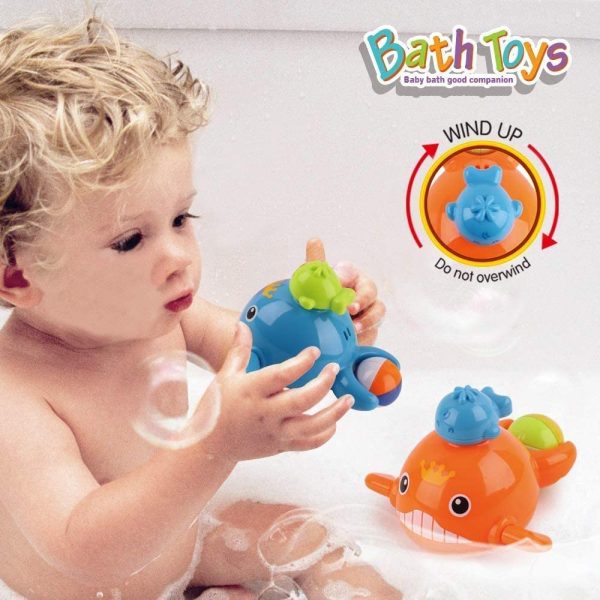 Baby Bath Toys Mold Free Fishing Games Water Pool Bathtub Toy for Toddlers Kids Infant Girls and Boys for 18 Month+ Fun Bath Time Bathroom Tub Wind Up Swimming Whales Fish Set - Image 7