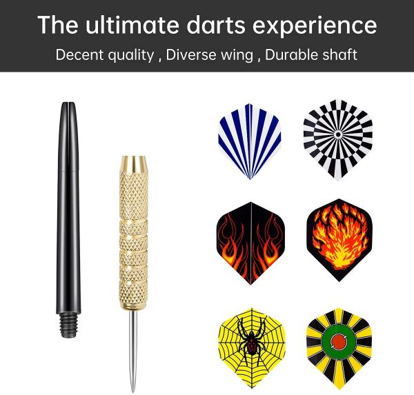 Steel Tip Darts, 18 Pcs 18 Grams Metal Dart Set with 18 Slim Flights, Aluminum Shafts and 1 Pcs Dart Pocket (18Pcs-A) - Image 2