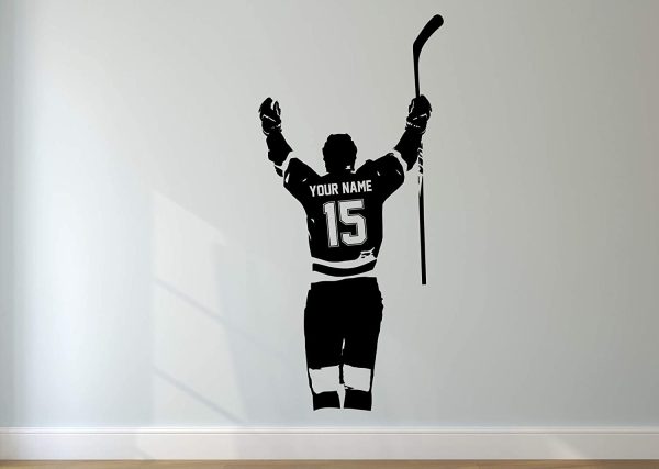 Personalized Hockey Wall Decal - Custom NAME & NUMBERS Custom Player Hockey Goal Vinyl Decal Sticker Kids Bedroom Decor