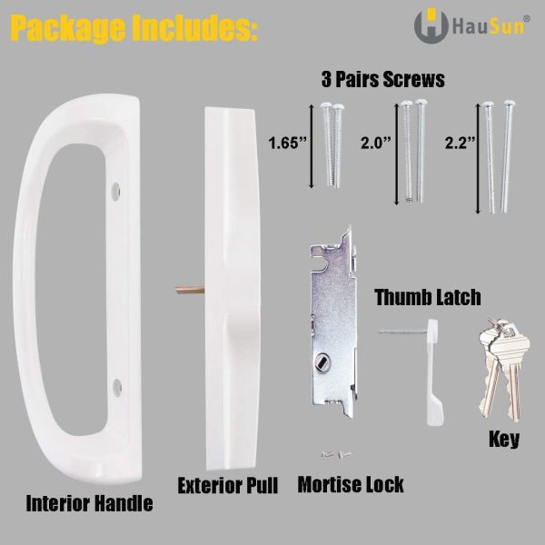 Sliding Patio Door Handle Set with Key Cylinder and Mortise Lock, Full Replacement Handle Lock Set Fits Door Thickness from 1-1/2" to 1-3/4"??-15/16?M?Screw Hole Spacing, Reversible Design(Non-Handed) - Image 6