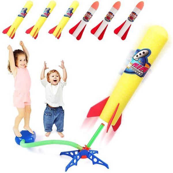 Rocket Launcher Toy, Air Rocket Launcher Jumping Rocket Toy with 3 LED & 3 Foam Rockets Outdoor Rocket Toy for Boys and Girls Ages 3 Years and Up - Image 4