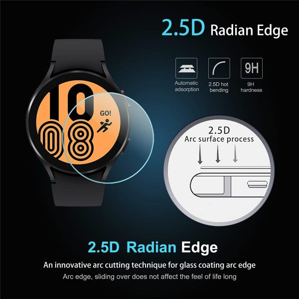 Suoman 4-Pack for Samsung Galaxy Watch 4 44mm Screen Protector Tempered Glass, HD Tempered Glass Screen Protector for Samsung Galaxy Watch 4 44mm Smartwatch - Image 2