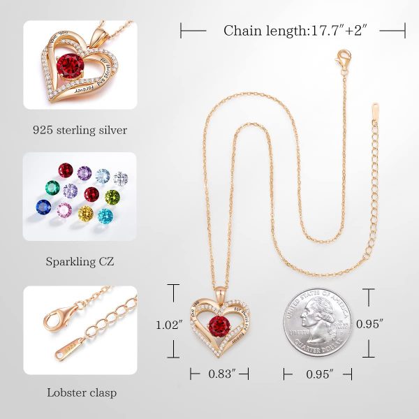 CDE Love Heart Women Necklace 925 Sterling Silver Rose Gold Plated January Birthstone Pendant Necklaces for Women with 5A Cubic Zirconia Mother's Day Jewelry Gift Birthday Gift for Mom Women Wife Girls Her - Image 2