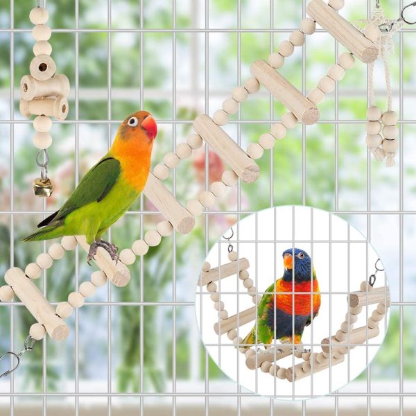 Bird Parrot Swing Toys, Chewing Standing Hanging Perch Hammock Climbing Ladder Bird Cage Toys for Budgerigar, Parakeet, Conure, Cockatiel, Mynah, Love Birds, Finches and Other Small to Medium Birds - Image 3