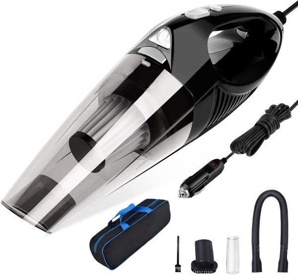 Car Vacuum Cleaner, 6000PA Handheld Vacuum Cleaner Corded with LED Light, Portable Vacuum Cleaner 2200mAh (Corded,Car Charger) - Image 2