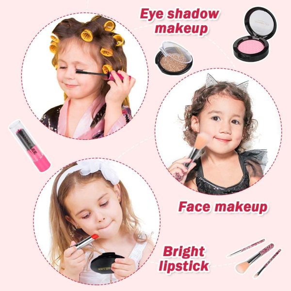 Kids Pretend Makeup Kit for Girl - Pretend Play Beauty Set with Cosmetics Bag Fake Makeup Princess Toys for Little Girls Christmas Birthday Gifts (t Real Makeup) - Image 2