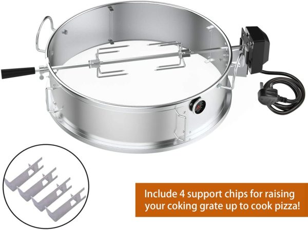 only fire Multi-Purpose Stainless Steel Rotisserie Ring Kit for Weber 22 1/2" Kettle and Other Similar Grills - Image 2