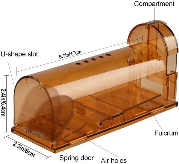 2 Pack Original Mouse Trap, Humane Live Mice Trap Easy to Set, Reusable Durable and Kids & Pets Safe, Rat Traps for Indoor/Outdoor Use, for Mice Small Rodent ??Brown - Image 4