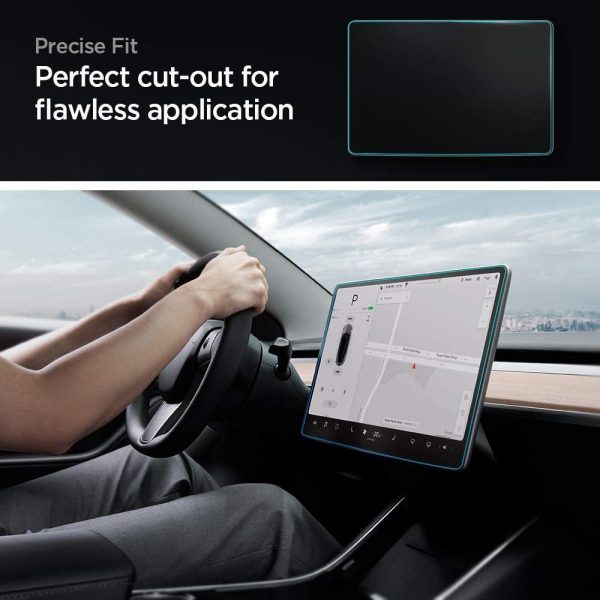 Tempered Glass Screen Protector [GlasTR EZ FIT] Designed for Tesla Model 3 / Y Dashboard Touchscreen - Matte/Anti Fingerprint - Image 7