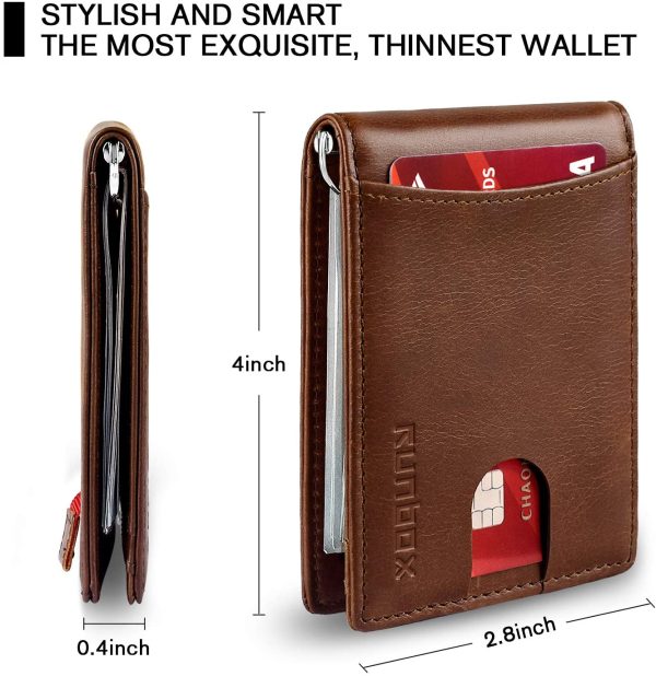 Minimalist & Slim Bifold Front Pocket Wallet for men, Premium Genuine Full-Grain Leather & RFID Blocking - Image 4