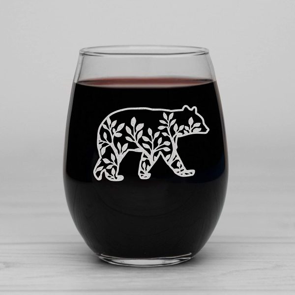 Bear Wine Glasses Set, Rustic Cabin Decor for Home Mountain House, Canadian Gifts for women - Image 2