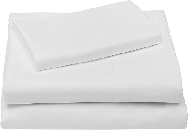 AmazonBasics Deluxe Striped Microfiber Bed Sheet Set - Twin Extra-Long, Bright White - Image 2