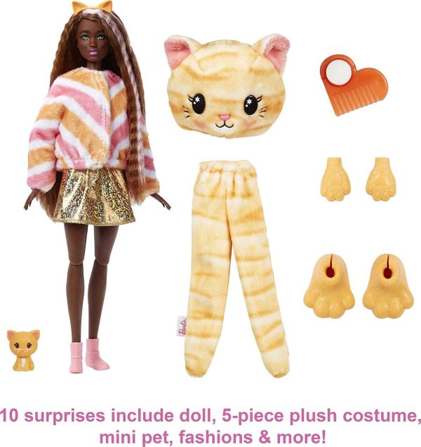 Barbie Cutie Reveal Doll with Kitty Plush Costume & 10 Surprises Including Mini Pet & Color Change, Gift for Kids 3 Years & Older - Image 3