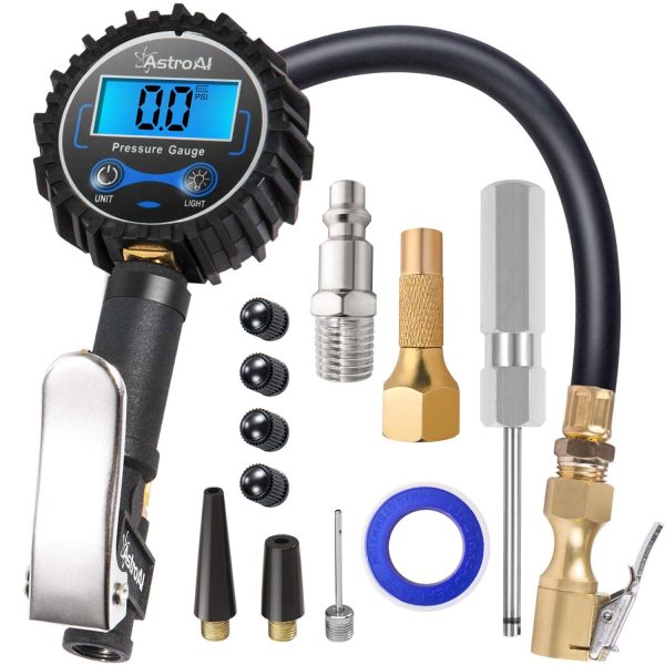 AstroAI Digital Tire Inflator with Pressure Gauge, 250 PSI Air Chuck and Compressor Accessories Heavy Duty with Rubber Hose and Quick Connect Coupler for 0.1 Display Resolution (Black) - Image 5