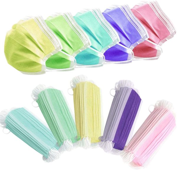 50pcs Colorful Disposable Face Masks Cover Breathable Dust Mask Stretchable Elastic Ear Loops Masks 50pcs/Pack - Image 6