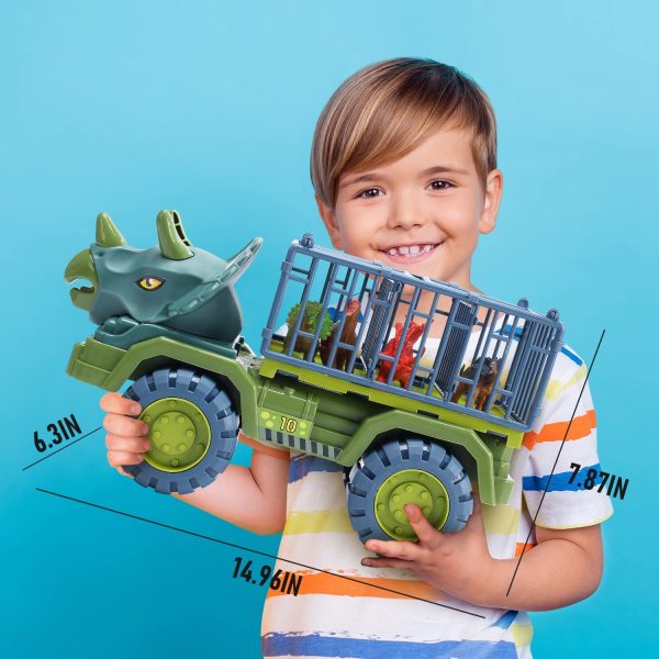 CUTE STONE Dinosaur Transport Truck Toy with Dinosaur Figures, Kids Dinosaur Playset with Friction Powered Cars, Pull Back Cars, Activity Playmat, Dino Car for Toddlers Boys Grils - Image 9