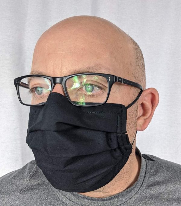 Quality reusable large men Face Mask with nose wire, adjustable elastic & built-in filter. Canadian Made Comfortable Highly Breathable Cotton Mask & Bamboo Washable Hypoallergenic - Image 2