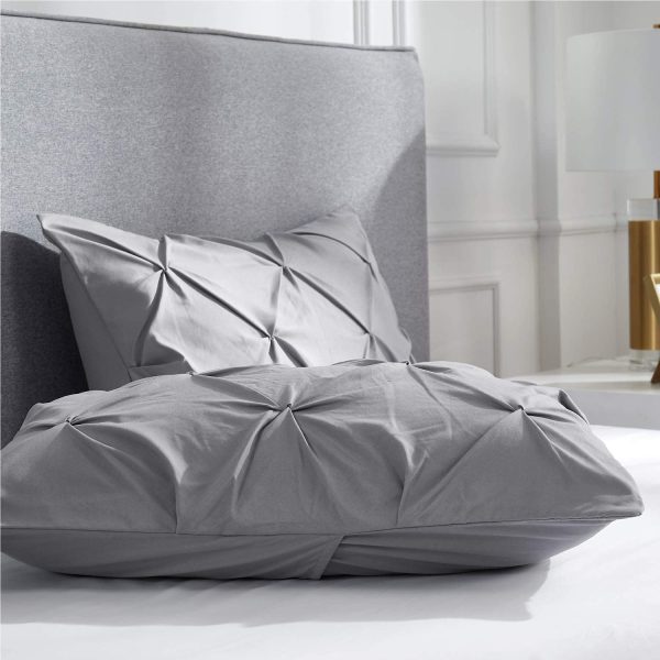 Bedsure King Size Comforters Set Grey Pintuck 102x90 - 3 Pieces Pinch Pleat Bedding Sets King Bed Set - Image 7