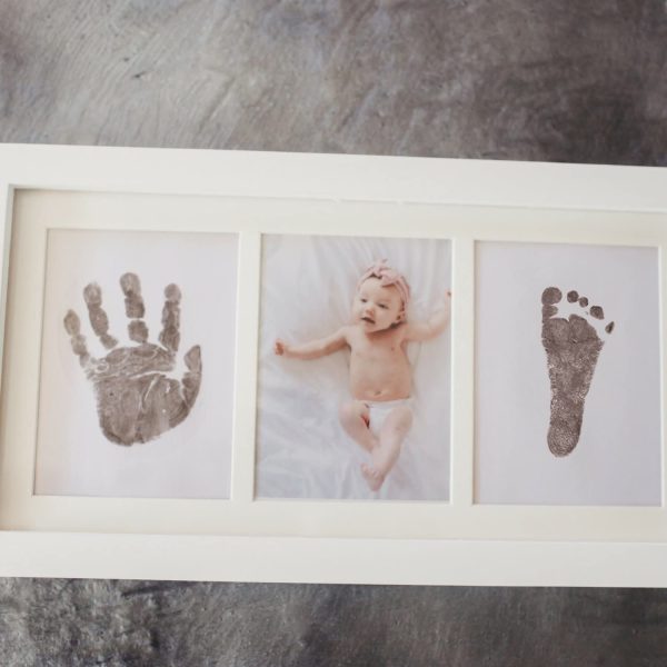 Precious Baby Handprint and Footprint Frame Kit - Baby Prints Photo Keepsake in White with Non-Toxic Ink Pad - Quality Wood Frame With Safe Acrylic Glass - Great Baby Gift For Baby Registry - Image 4