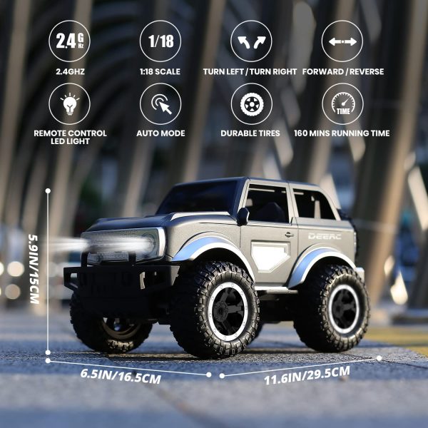 DEERC DE49 RC Cars Remote Control Car, 2.4Ghz 1:18 Scale All-Terrain SUV Monster Trucks with LED Head Lights&Back Tire, 80 Min Play Auto DEMO Mode Matte Off-Road Crawler Toy Gifts for Boys Girls &Kids - Image 3