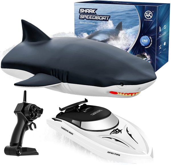 Remote Control Shark Toys for 8-12 Year Old Boys High Simulation Shark RC Boats Pool Toys for Teens 2.4G Hz Remote Control Boat for Swimming Pool Bathroom (with 2 x Rechargeable Battery) - Image 4