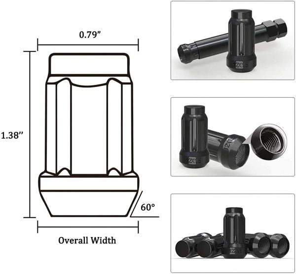 Lug Nuts 12x1.5 Acorn, m12x1.5 Closed End Bulge Acorn Wheel Lug Nuts Conical Seat 1.38" Tall Compatible for Acura Ford Honda Mazda Saturn Toyota Buick Mitsubishi with 1 Key - Image 6