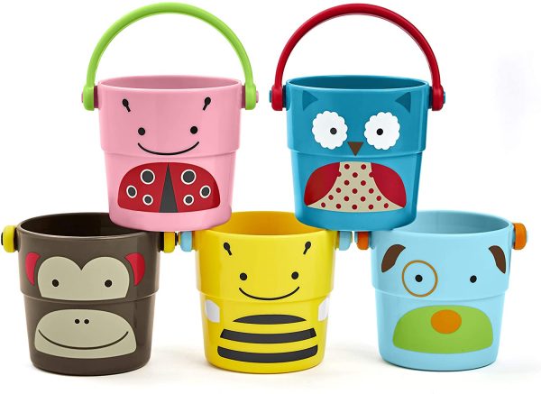 Skip Hop Baby Bath Toy, Zoo Stack & Pour Buckets - Image 4