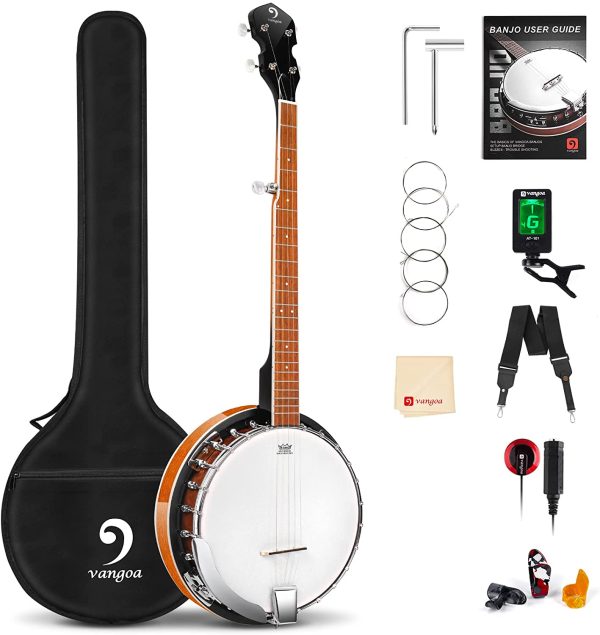 Vangoa Banjo 5 String Full Size Remo Drum Head with Resonator for Beginners Adults, with Manual, Picks, Extra Strings, Tuner, Strap, Bags - Image 4