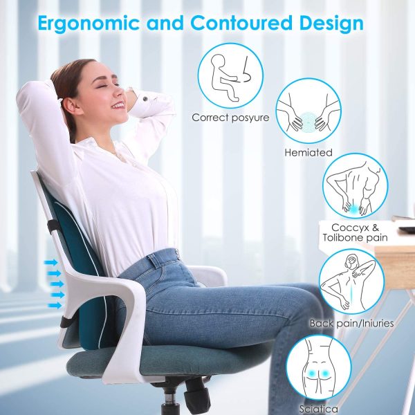 Lumbar Support Pillow for Office Chair Car Lumbar Pillow Lower Back Pain Relief Memory Foam Back Cushion with 3D Mesh Cover Gaming Chair Back Pillow Ergonomic Orthopedic Back Rest for Wheelchair Desk?? - Image 2