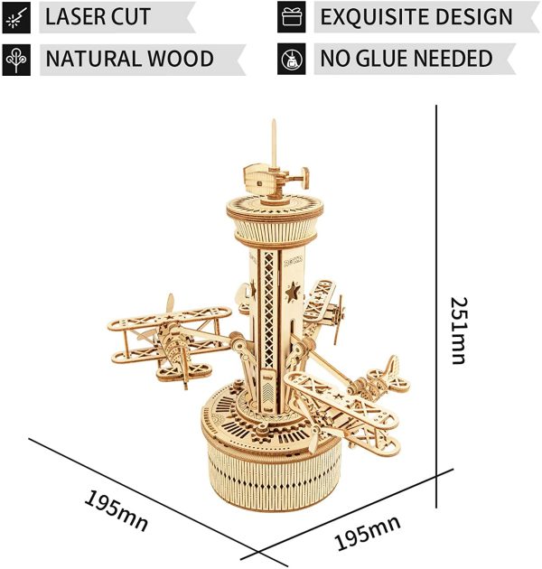 ROKR 3D Wooden Puzzle Mechanical Music Box, DIY Aircraft Model Kits to Build, Best Toy Gift for Kids/Teens/Adults on Birthday, Decoration for Room - Image 6