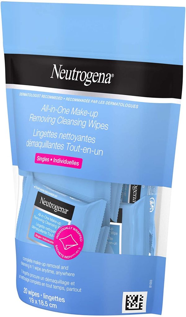 Neutrogena Make-up Remover Cleansing Wipes, Alcohol & fragrance-free, Facial Wipes, 20 Single wrapped wipes